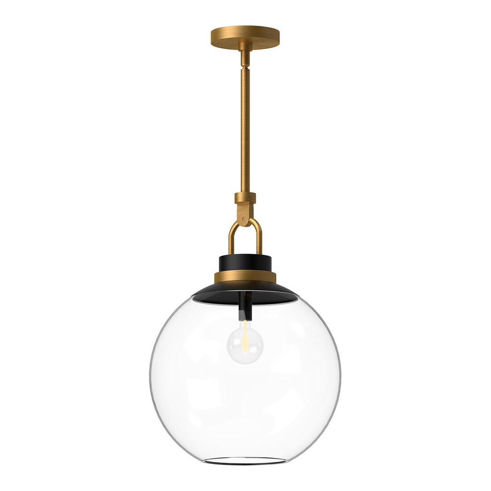 Copperfield 16-in Aged Gold/Clear Glass 1 Light Pendant