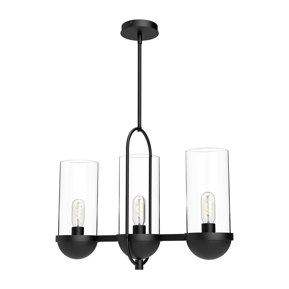 Cyrus 24-in Clear Glass/Matte Black 3 Lights Linear Pendant