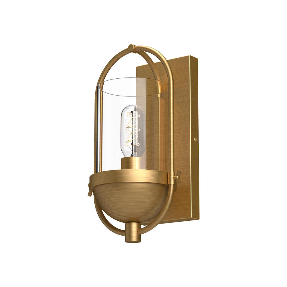 Cyrus 7-in Aged Gold/Clear Glass 1 Light Wall/Vanity