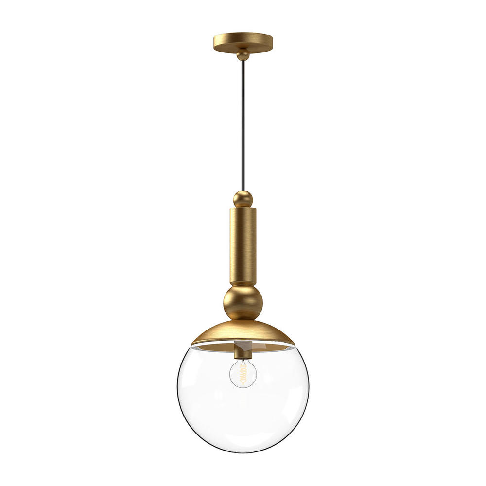 Delilah 10-in Brushed Gold/Clear Glass 1 Light Pendant
