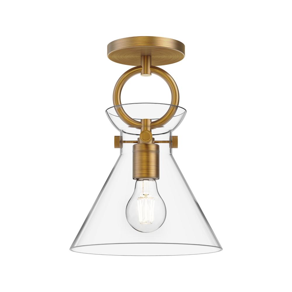 Emerson 9-in Aged Gold/Clear 1 Light Semi Flush Mount