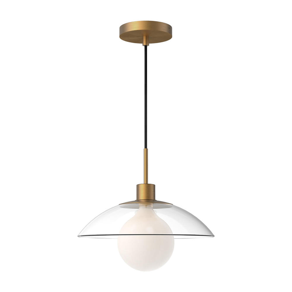Francesca 12-in Aged Gold/Clear Glass 1 Light Pendant