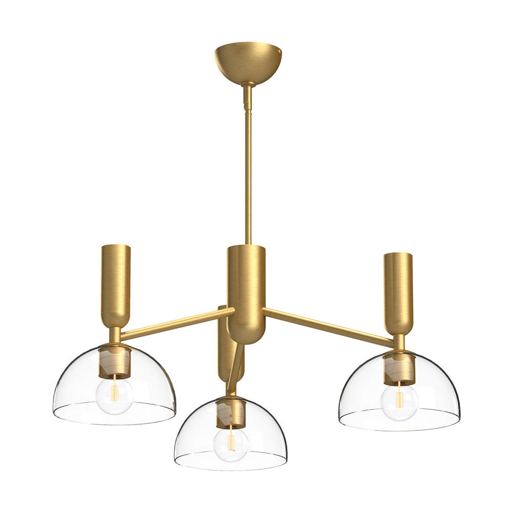 Jude 38-in Brushed Gold/Clear Glass 3 Lights Chandeliers