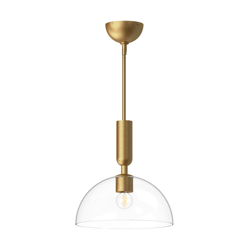 Jude 12-in Brushed Gold/Clear Glass 1 Light Pendant
