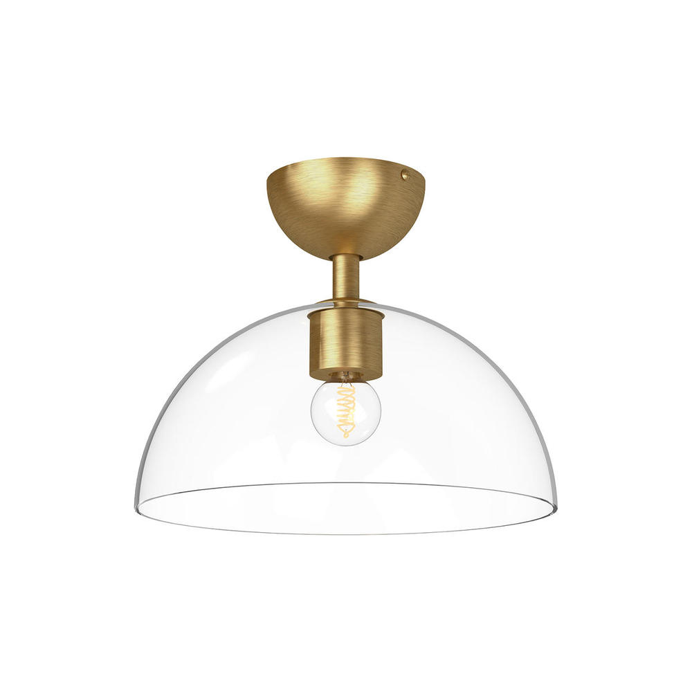 Jude 12-in Brushed Gold/Clear Glass 1 Light Semi Flush Mount
