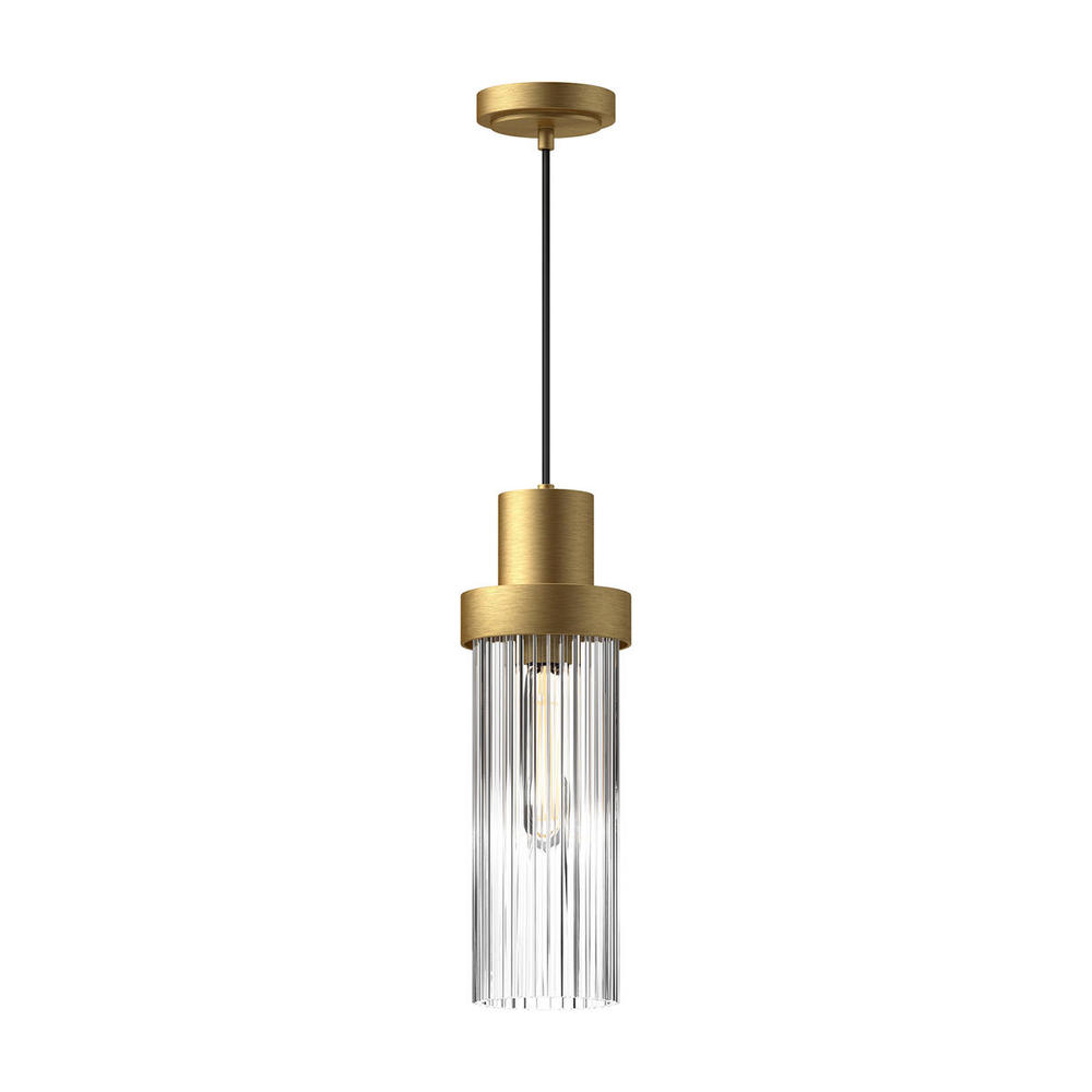 Kent 5-in Brushed Gold/Clear Ribbed Glass 1 Light Pendant