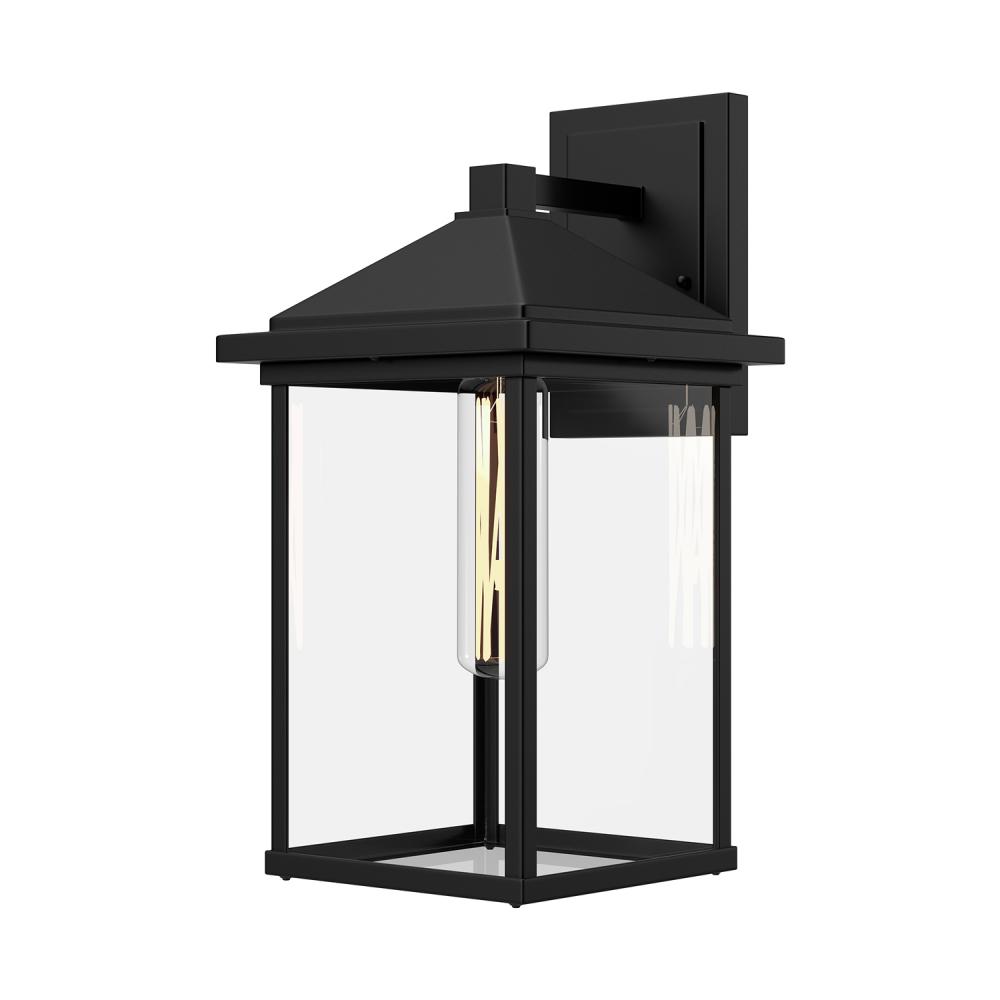 Larchmont 6-in Clear Glass/Textured Black 1 Light Exterior Wall Sconce