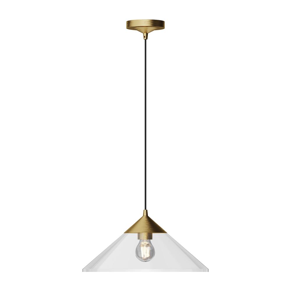 MAUER|15"|PENDANT|BRUSHED GOLD|CLEAR GLASS|72" WIRE|E26|60W