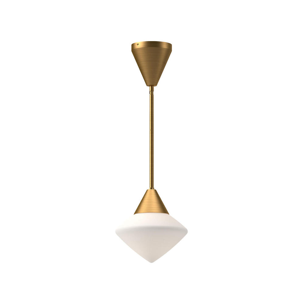Nora 8-in Aged Gold/Opal Matte Glass 1 Light Pendant