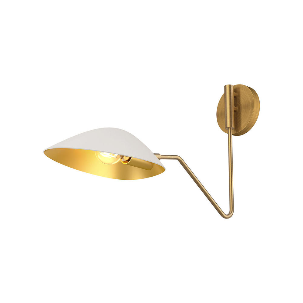Oscar 6-in Aged Gold/White 1 Light Wall/Vanity