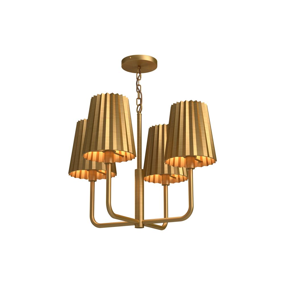Plisse 23-in Aged Gold 4 Lights Chandeliers