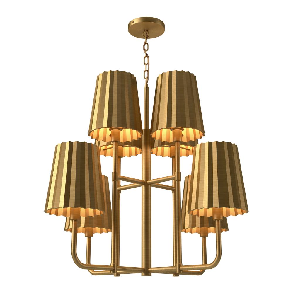 Plisse 30-in Aged Gold 8 Lights Chandeliers