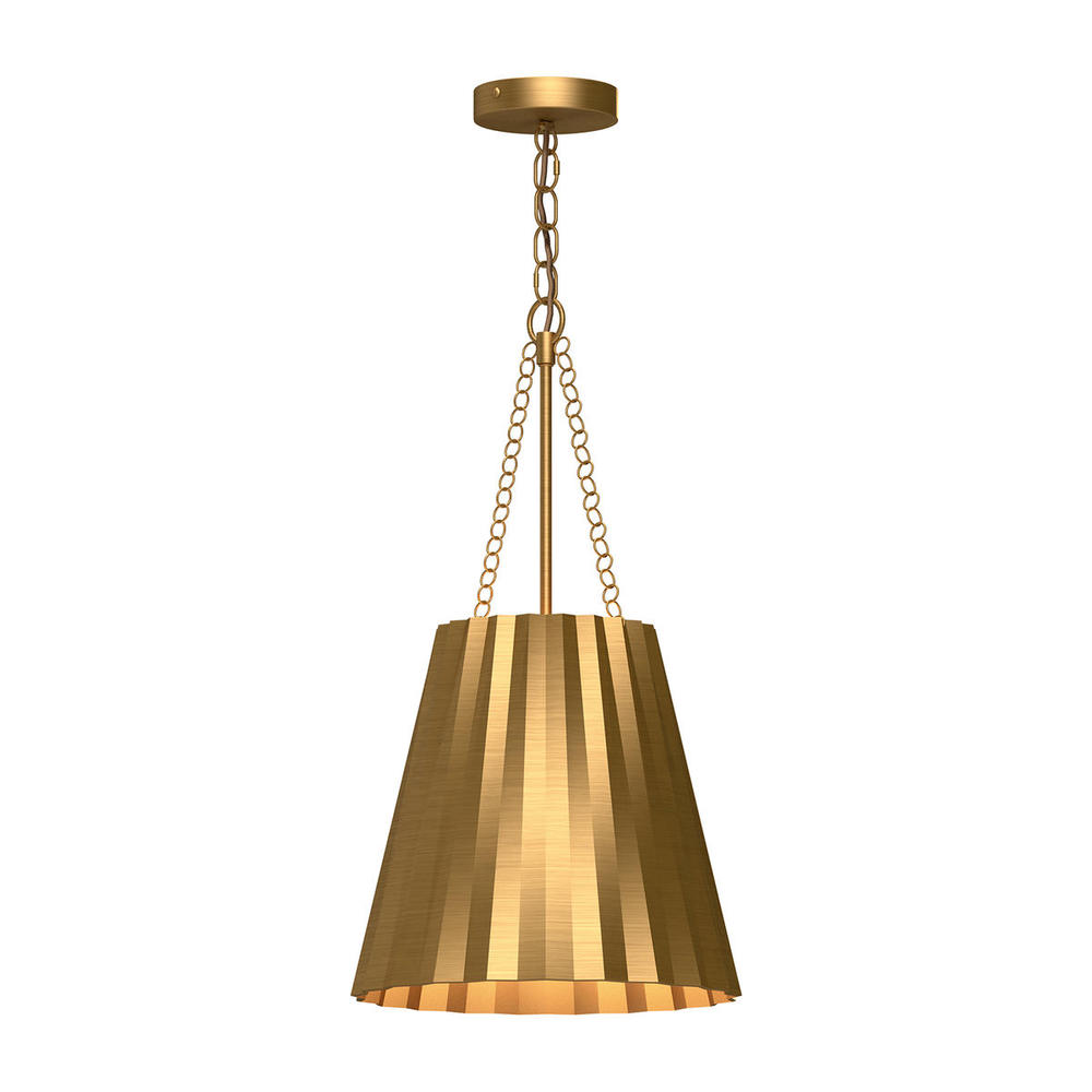 Plisse 12-in Aged Gold 1 Light Pendant