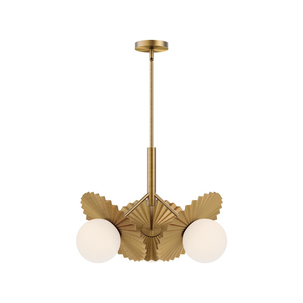 Plume 21-in Brushed Gold/Opal Glass 3 Lights Chandeliers