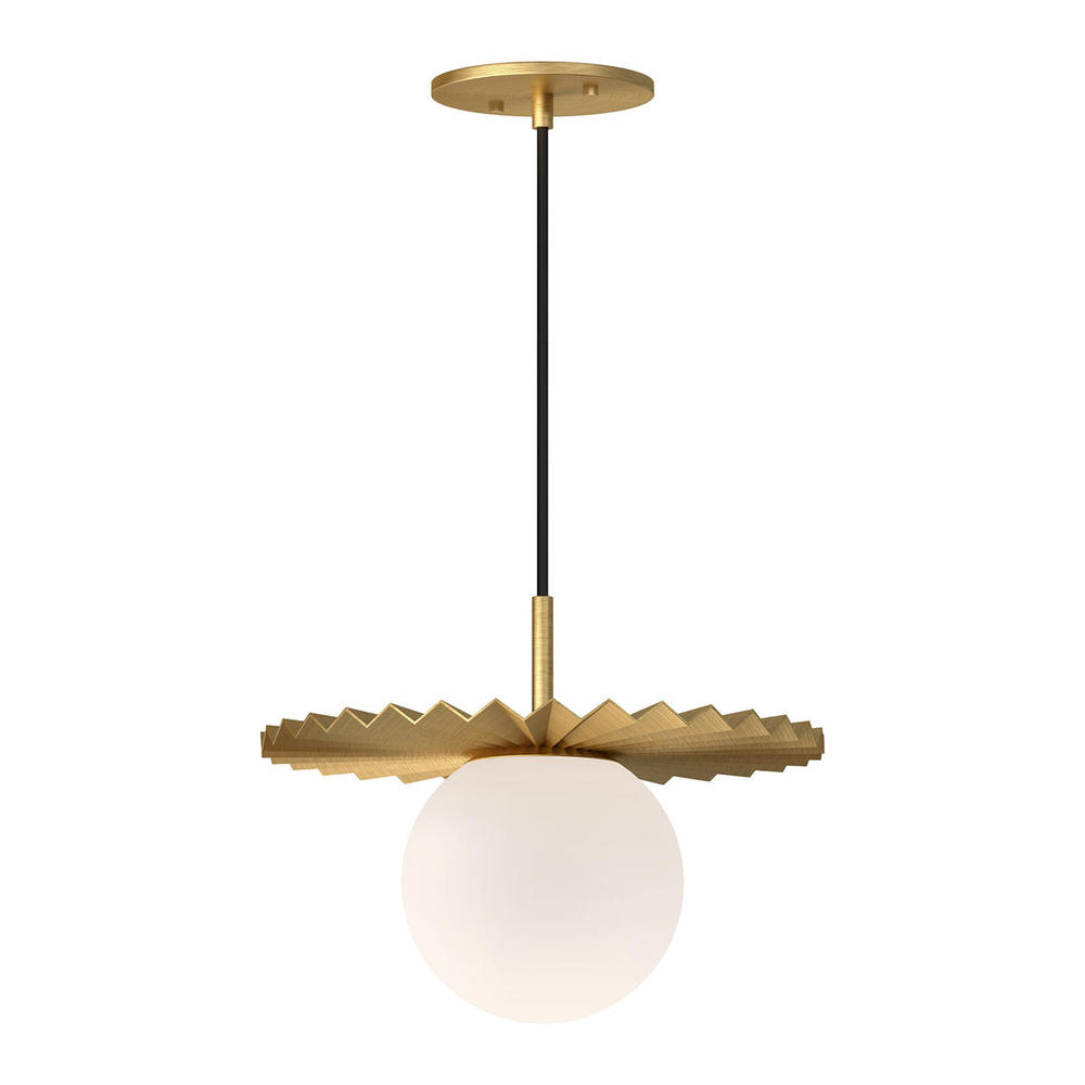 Plume 12-in Brushed Gold/Opal Matte Glass 1 Light Pendant