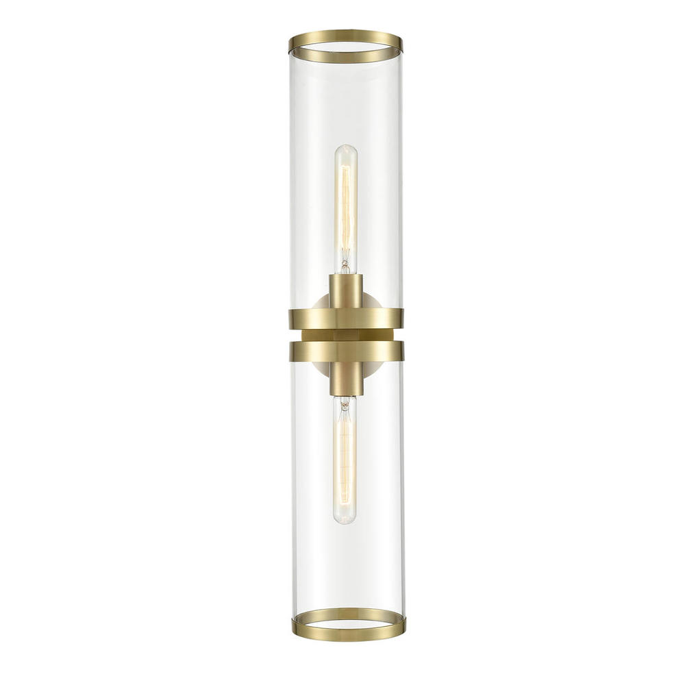 Revolve Ii Clear Glass/Natural Brass 2 Lights Wall/Vanity
