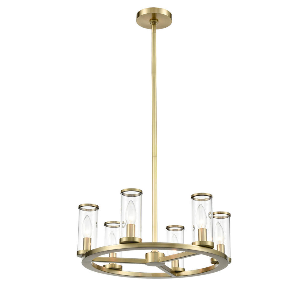Revolve Clear Glass/Natural Brass 6 Lights Chandeliers