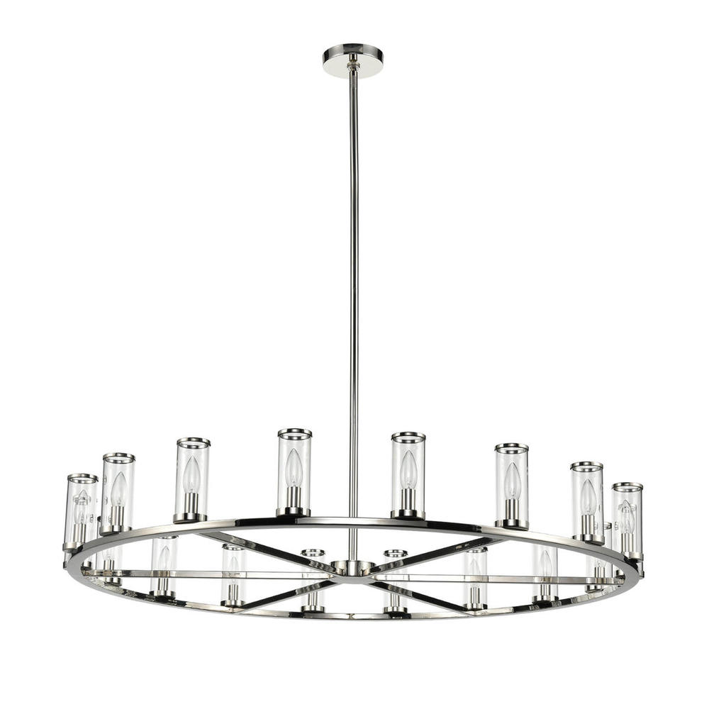 Revolve Clear Glass/Polished Nickel 18 Lights Chandeliers