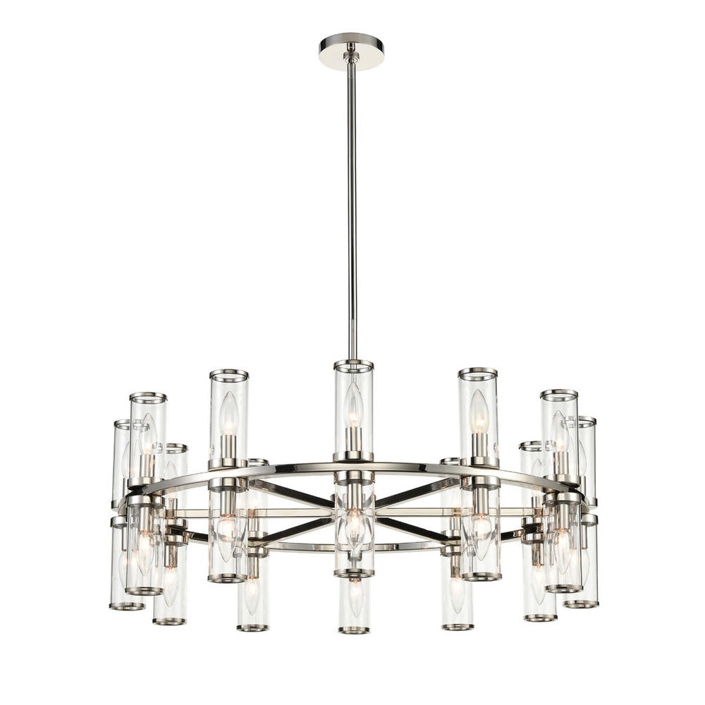 Revolve Clear Glass/Polished Nickel 24 Lights Chandeliers