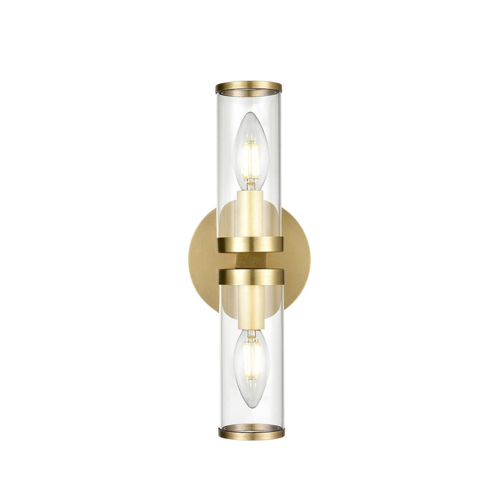 Revolve Clear Glass/Natural Brass 2 Lights Wall/Vanity