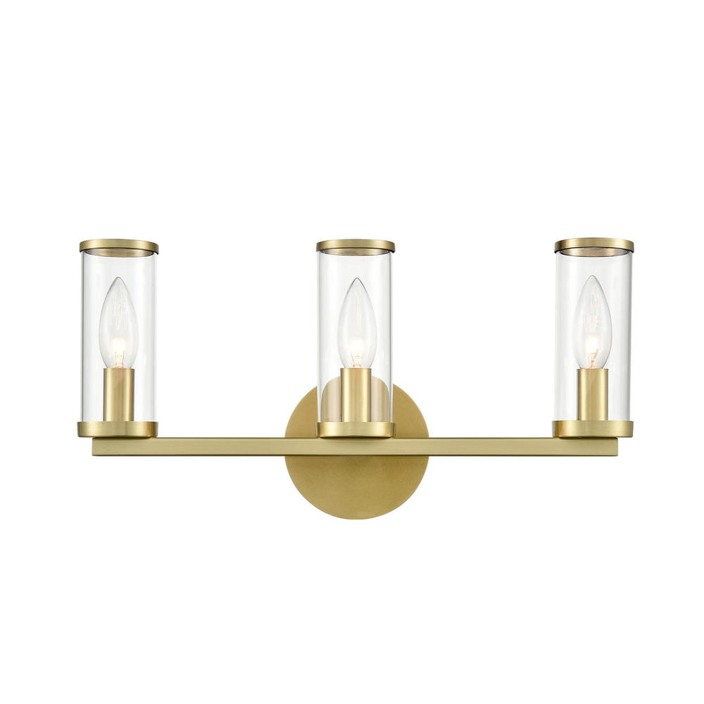 Revolve Clear Glass/Natural Brass 3 Lights Wall/Vanity