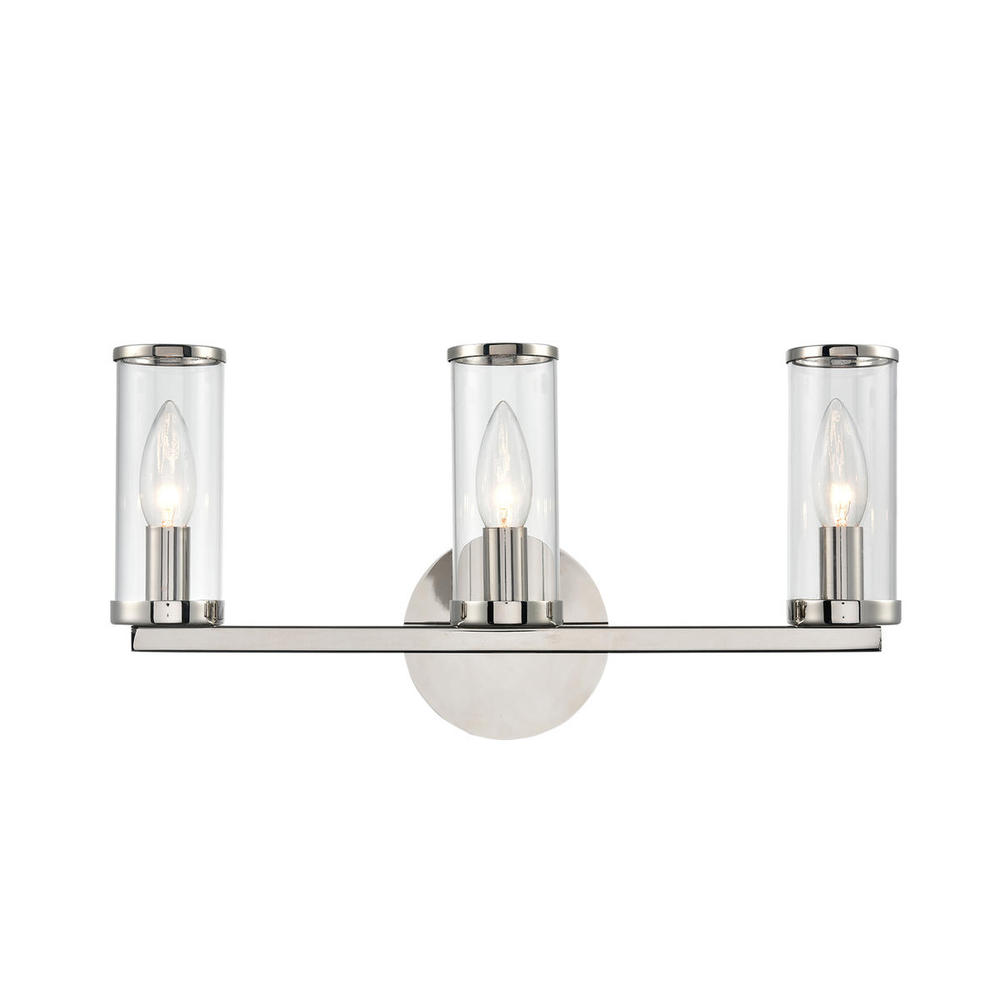 Revolve Clear Glass/Polished Nickel 3 Lights Wall/Vanity