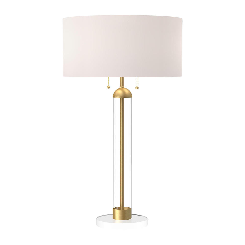 Sasha 18-in Brushed Gold/White Linen 2 Lights Table Lamp