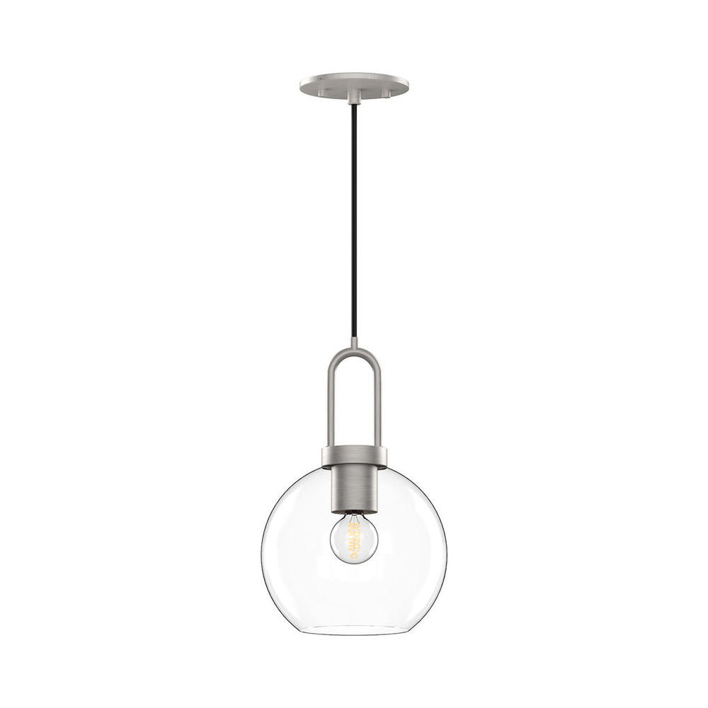 Soji 8-in Brushed Nickel/Clear Glass 1 Light Pendant