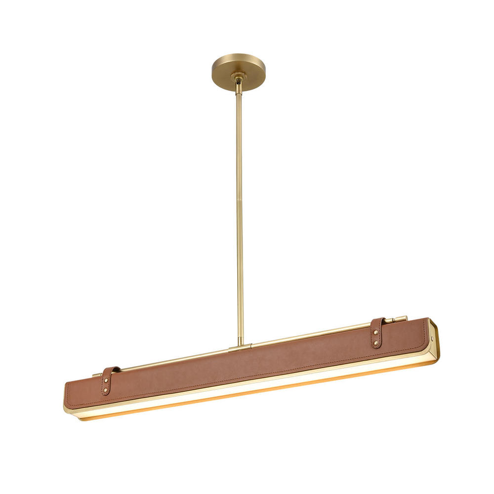 Valise 31-in Vintage Brass/Cognac Leather LED Pendant