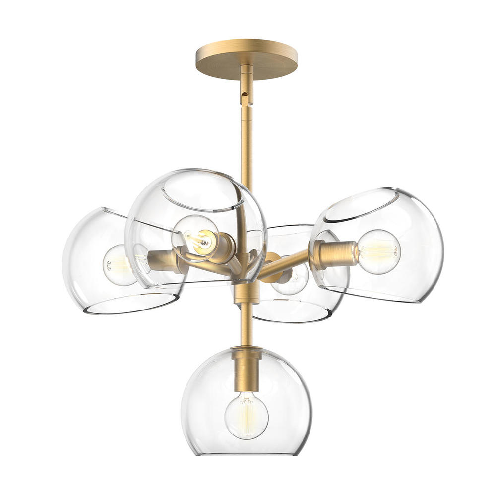 Willow 18-in Brushed Gold/Clear Glass 5 Lights Chandeliers