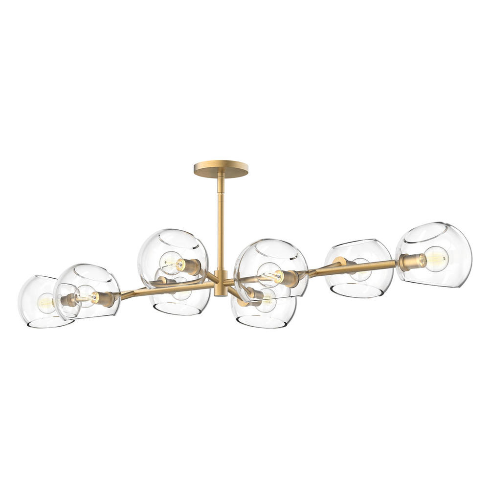 Willow 48-in Brushed Gold/Clear Glass 8 Lights Linear Pendant