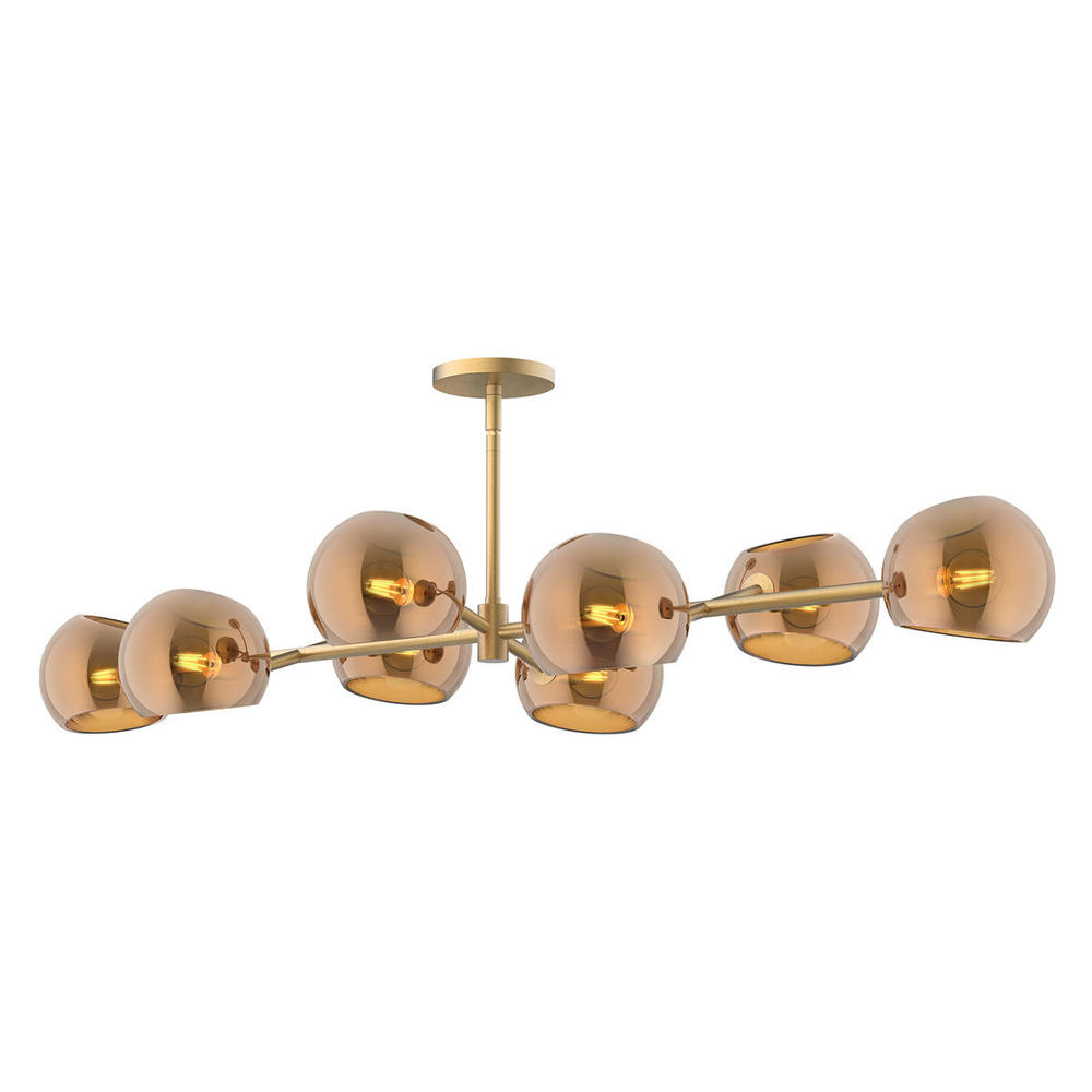 WILLOW 48" LP|BRUSHED GOLD|COPPER GLASS|ROD 46|8X60W E12