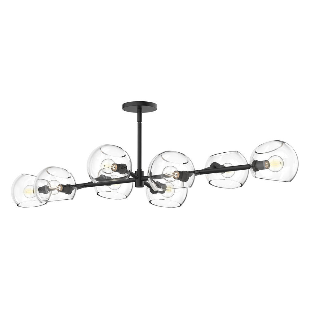 Willow 48-in Clear Glass/Matte Black 8 Lights Linear Pendant