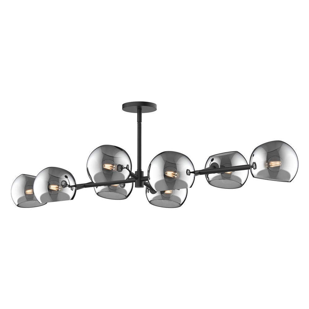 Willow 48-in Matte Black/Smoked Solid Glass 8 Lights Linear Pendant