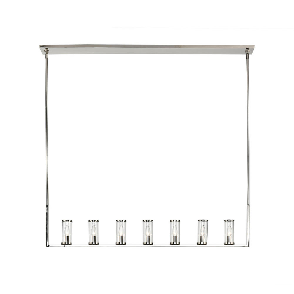 REVOLVE LINEAR PENDANT 7 LIGHT POLISHED NICKEL CLEAR GLASS