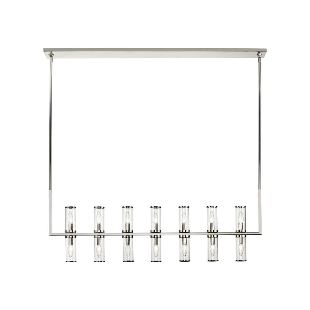 REVOLVE LINEAR PENDANT 14 LIGHT POLISHED NICKEL CLEAR GLASS