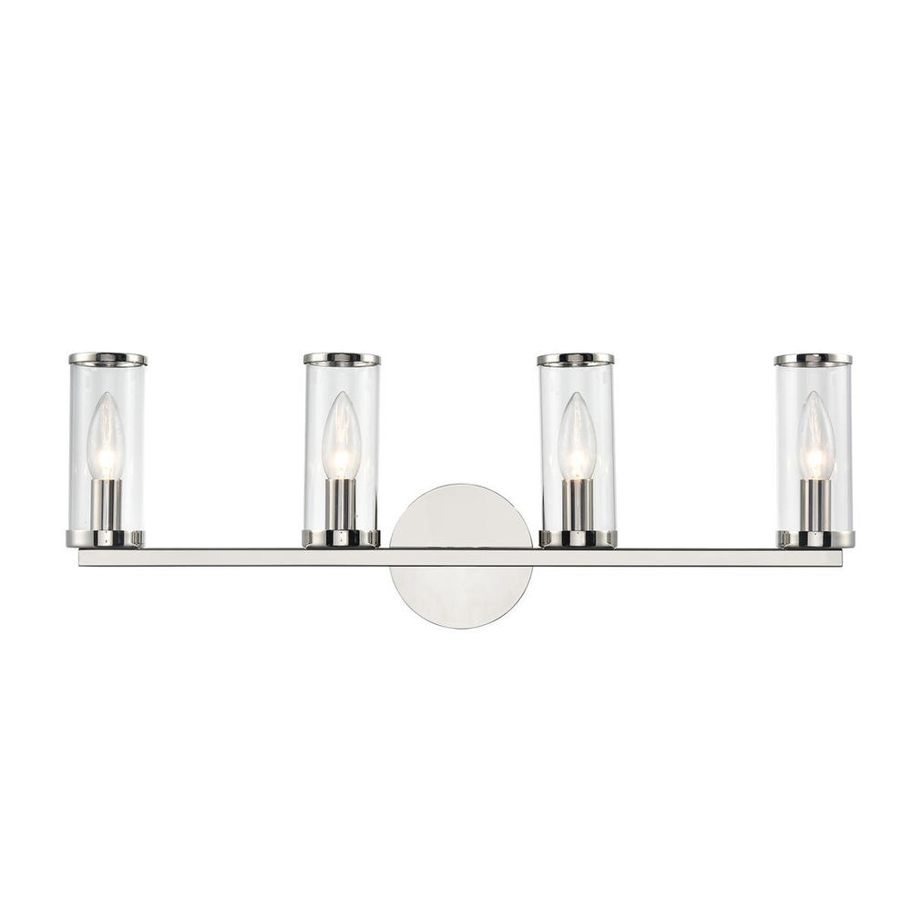 REVOLVE WALL VANITY 4 LIGHT POLISHED NICKEL CLEAR GLASS