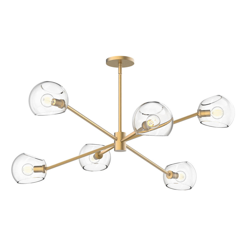 WILLOW 37" CH|BRUSHED GOLD|CLEAR GLASS|ROD 46|6X60W E12