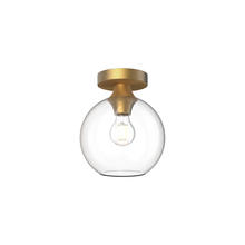 Alora Lighting FM506108AGCL - Castilla 8-in Aged Gold/Clear Glass 1 Light Flush Mount