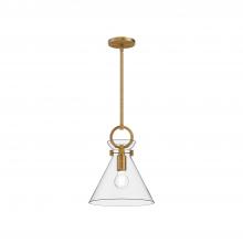 Alora Lighting PD412511AGCL - Emerson 11-in Aged Gold/Clear 1 Light Pendant