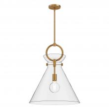 Alora Lighting PD412518AGCL - Emerson 18-in Aged Gold/Clear 1 Light Pendant