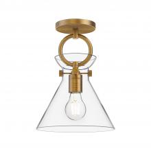 Alora Lighting SF412509AGCL - Emerson 9-in Aged Gold/Clear 1 Light Semi Flush Mount