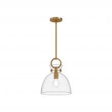 Alora Lighting PD411811AGCL - Waldo 11-in Aged Gold/Clear 1 Light Pendant