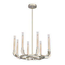 Alora Lighting CH316708PNCR - FLUTE 8 LIGHT CHANDELIER POLISHED NICKEL CLEAR RIBBED GLASS