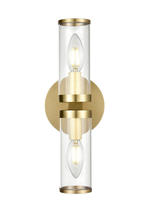 Alora Lighting WV309002NBCG - REVOLVE WALL VANITY 2 LIGHT NATURAL BRASS CLEAR GLASS