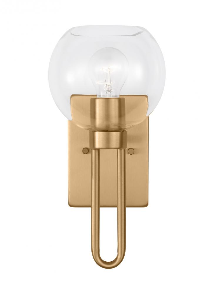 Codyn contemporary 1-light indoor dimmable bath vanity wall sconce in satin brass gold finish with c