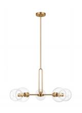 Visual Comfort & Co. Studio Collection 3255705-848 - Codyn contemporary 5-light indoor dimmable large chandelier in satin brass gold finish with clear gl