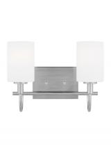Visual Comfort & Co. Studio Collection 4457102EN3-962 - Oak Moore traditional 2-light LED indoor dimmable bath vanity wall sconce in brushed nickel silver f