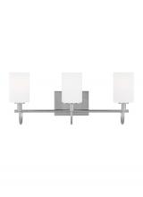 Visual Comfort & Co. Studio Collection 4457103EN3-962 - Oak Moore traditional 3-light LED indoor dimmable bath vanity wall sconce in brushed nickel silver f