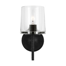 Visual Comfort & Co. Studio Collection EV1001AI - Marietta industrial indoor dimmable 1-light wall sconce in an aged iron finish with a clear glass sh